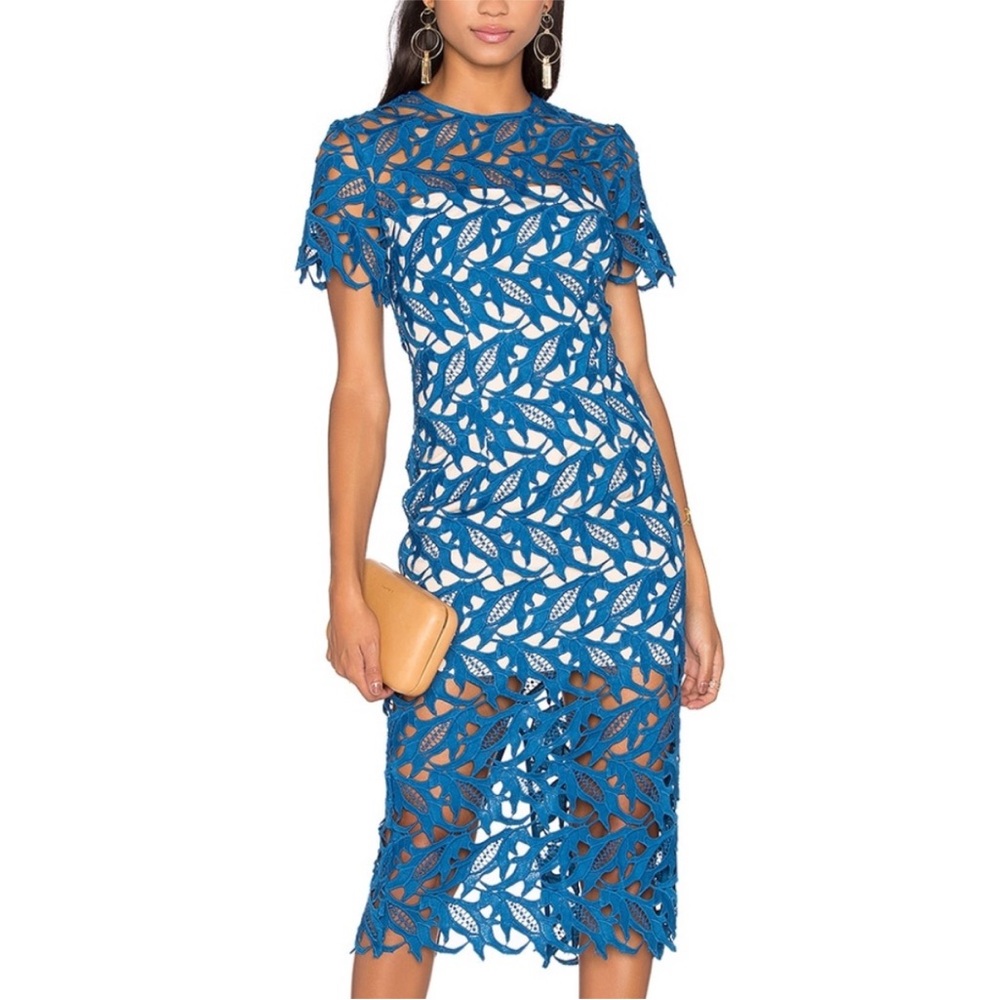 KEEPSAKE the Label Blue Lace The Monent Midi Dress - size XS